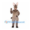 Donkey Mascot Costume in Gray with Tall Ears and Black Hooves