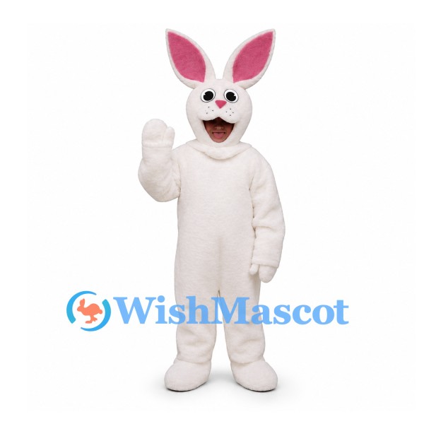 Rabbit Mascot Costume in White with Pink Inner Ears
