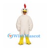 Chicken Mascot Costume in White with Red Comb and Open Face Hood