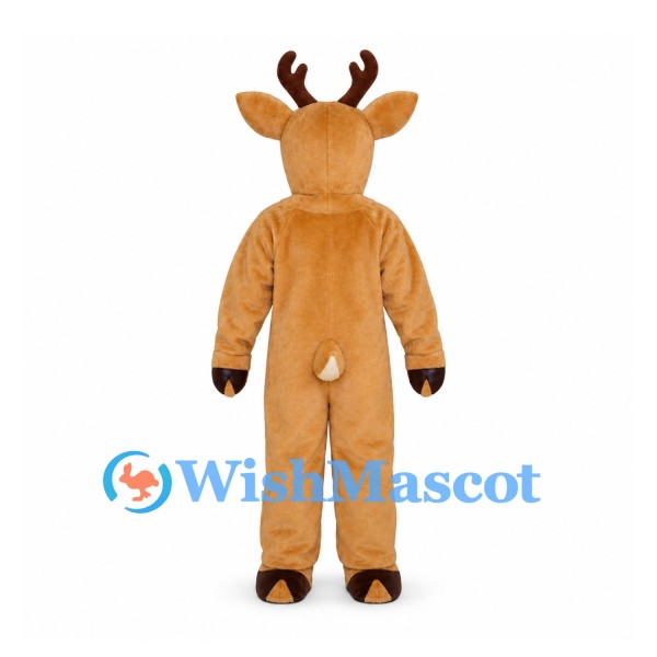 Reindeer Mascot Costume in Tan with Brown Antlers
