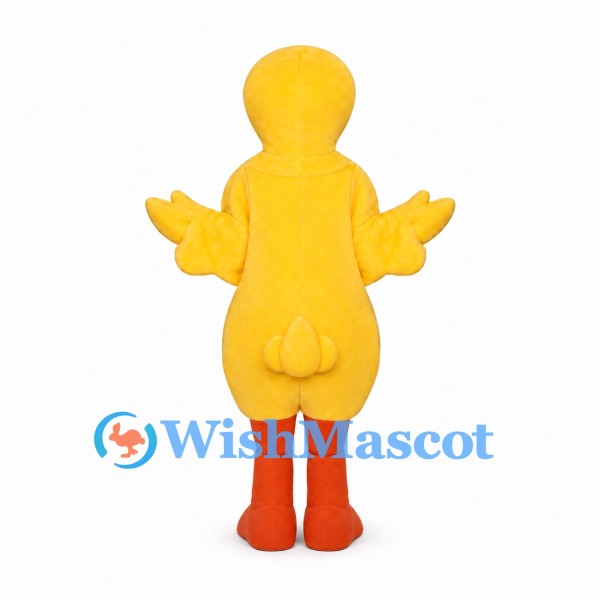 Duck Mascot Costume in Yellow with Open Face Hood and Orange Legs