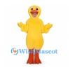 Duck Mascot Costume in Yellow with Open Face Hood and Orange Legs