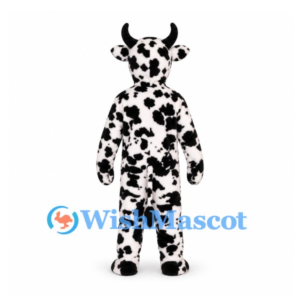 Cow Mascot Costume with Black and White Spots and Pink Muzzle