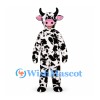 Cow Mascot Costume with Black and White Spots and Pink Muzzle