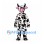 Cow Mascot Costume with Black and White Spots and Pink Muzzle