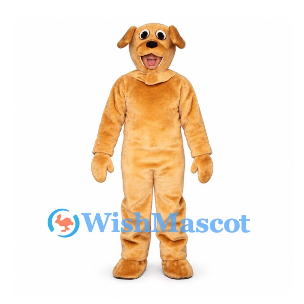 Dog Mascot Costume in Golden Brown with Open Face Hood