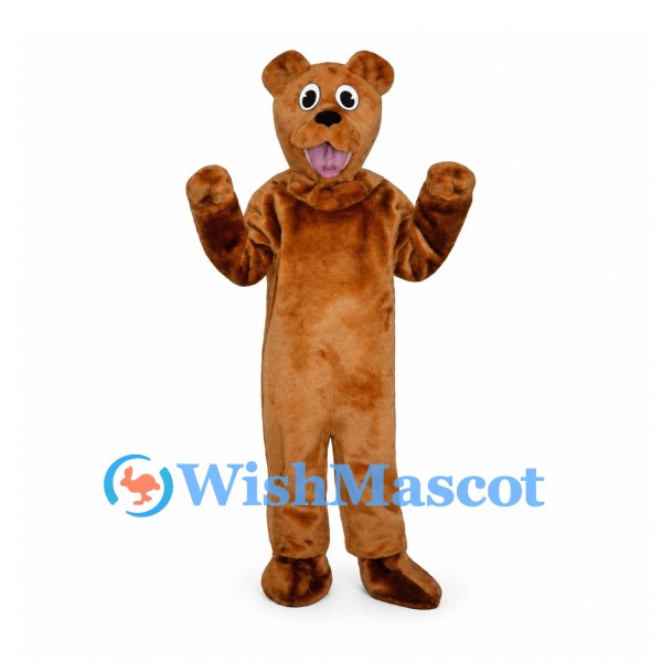 Bear Mascot Costume in Brown with Open Face Hood