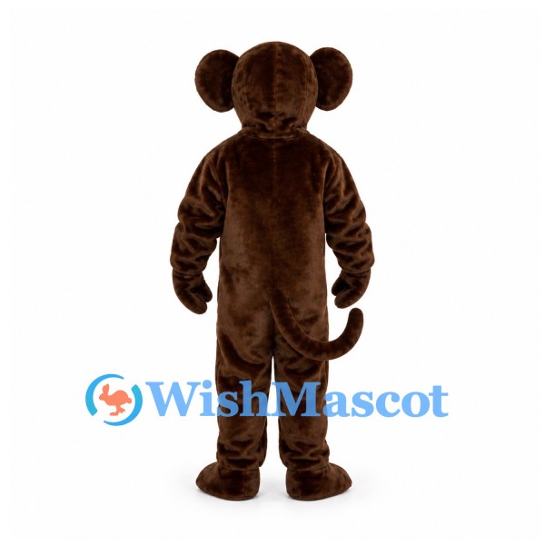 Monkey Mascot Costume in Brown with Round Ears and Long Tail