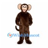 Monkey Mascot Costume in Brown with Round Ears and Long Tail