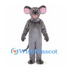 Mouse Mascot Costume in Gray with Pink Inner Ears and Long Tail