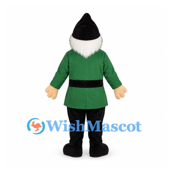 Gnome Mascot Costume with Green Coat and White Beard