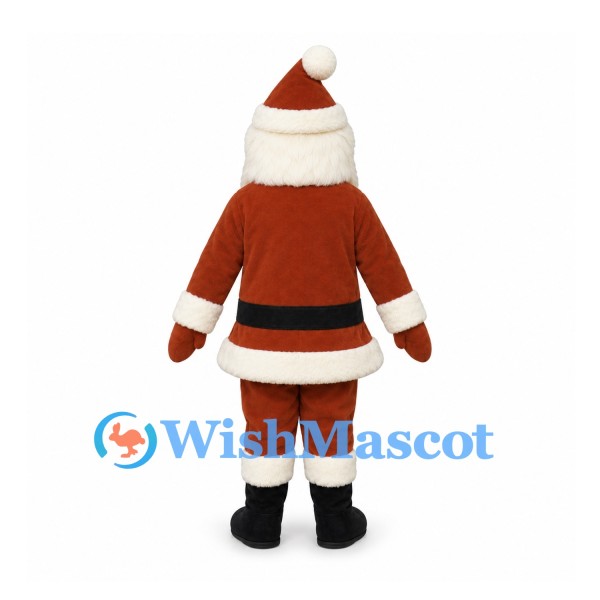 Santa Claus Mascot Costume with Red Suit and White Beard