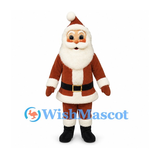 Santa Claus Mascot Costume with Red Suit and White Beard