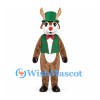 Reindeer Mascot Costume with Green Top Hat and Vest