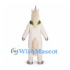 Unicorn Mascot Costume in White with Silver Horn and Christmas Wreath