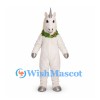 Unicorn Mascot Costume in White with Silver Horn and Christmas Wreath