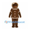 Gingerbread Girl Mascot Costume with Brown Dress and White Icing Details