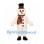 Snowman Mascot Costume with Black Top Hat and Orange Plaid Scarf