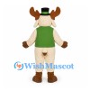 Moose Mascot Costume with Green Vest and Striped Tie