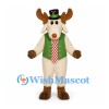 Moose Mascot Costume with Green Vest and Striped Tie