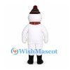 Snowman Mascot Costume with Black Knit Hat and Red Scarf