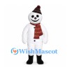 Snowman Mascot Costume with Black Knit Hat and Red Scarf