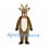 Reindeer Mascot Costume in Brown with Red Nose and Gold Antlers