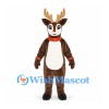 Reindeer Mascot Costume in Brown with White Belly and Bell Collar