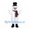 Snowman Mascot Costume with Black Top Hat and Plaid Scarf