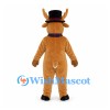 Reindeer Mascot Costume with Black Top Hat and Plaid Scarf