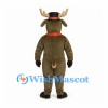 Reindeer Mascot Costume with Black Top Hat and Red Bib Detail