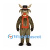Reindeer Mascot Costume with Black Top Hat and Red Bib Detail