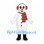 Snowman Mascot Costume with Red Earmuffs and Plaid Scarf