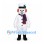 Snowman Mascot Costume with Black Top Hat and Blue Plaid Scarf