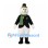 Snowman Mascot Costume with Black Jacket and Green Scarf