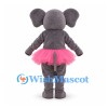Elephant Mascot Costume in Gray with Pink Tutu and Bow