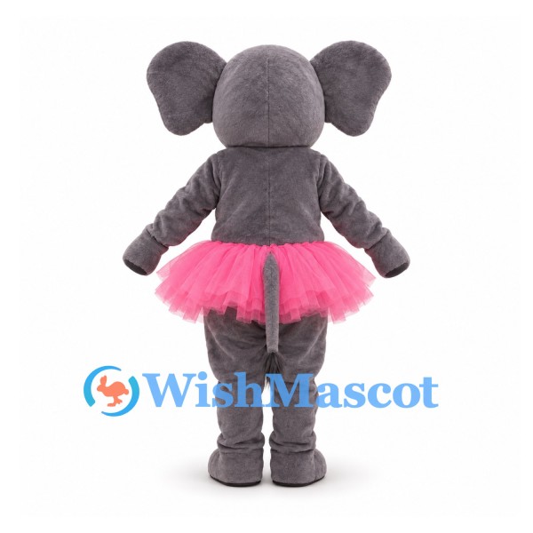 Elephant Mascot Costume in Gray with Pink Tutu and Bow