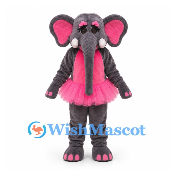 Elephant Mascot Costume in Gray with Pink Tutu and Bow