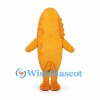 Fish Mascot Costume in Orange with Smiling Face and Side Fins