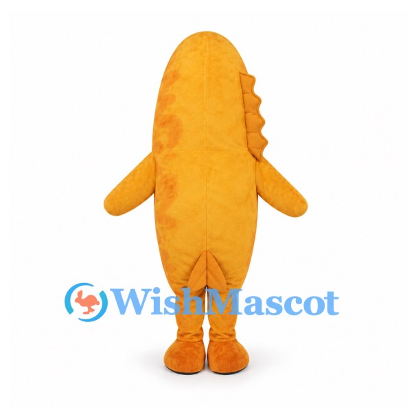 Fish Mascot Costume in Orange with Smiling Face and Side Fins