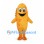Fish Mascot Costume in Orange with Smiling Face and Side Fins