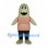 Fish Mascot Costume in Green with Red Striped Shirt