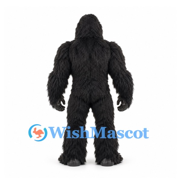 Gorilla Mascot Costume with Long Black Fur and Muscular Chest