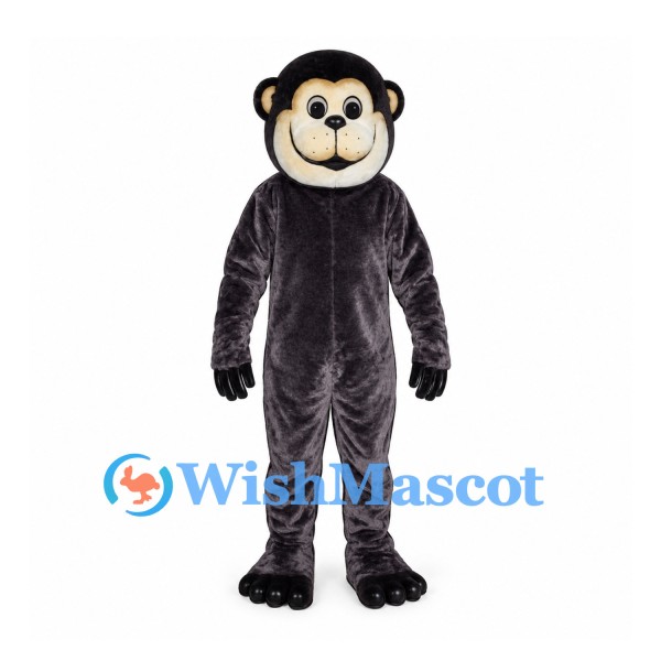 Monkey Mascot Costume in Black with Cream Face and Long Tail