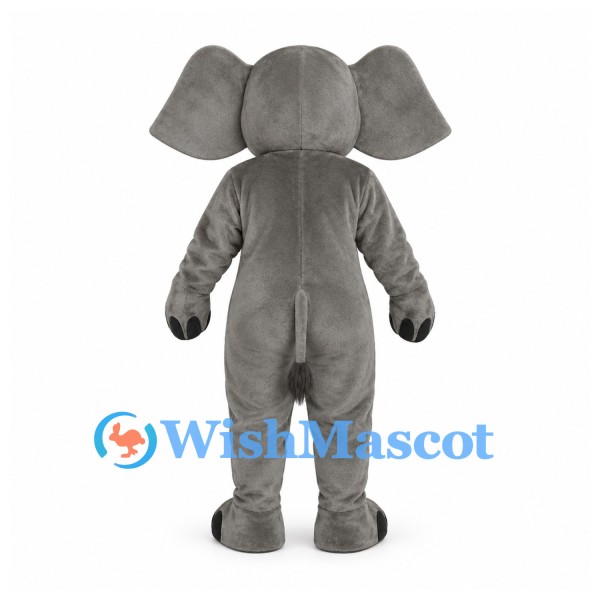 Elephant Mascot Costume in Gray with Pink Ears and Long Trunk