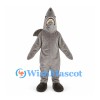 Shark Mascot Costume in Gray with Pointed Head and Toothy Mouth