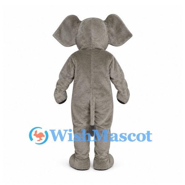 Elephant Mascot Costume in Gray with Long Trunk and Wide Ears