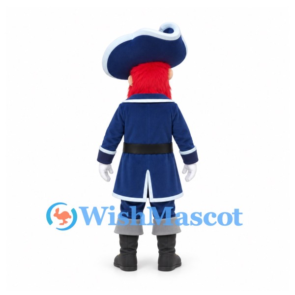 Pirate Mascot Costume with Blue Coat and Red Beard