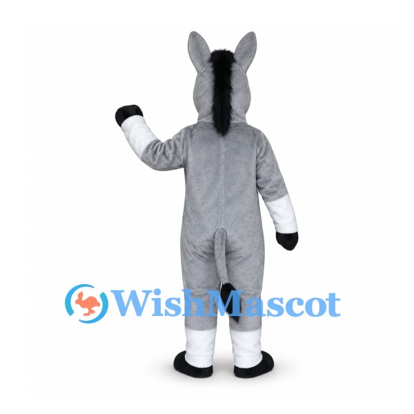 Donkey Mascot Costume in Gray with White Muzzle and Belly