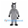 Donkey Mascot Costume in Gray with Black Mane and Tail